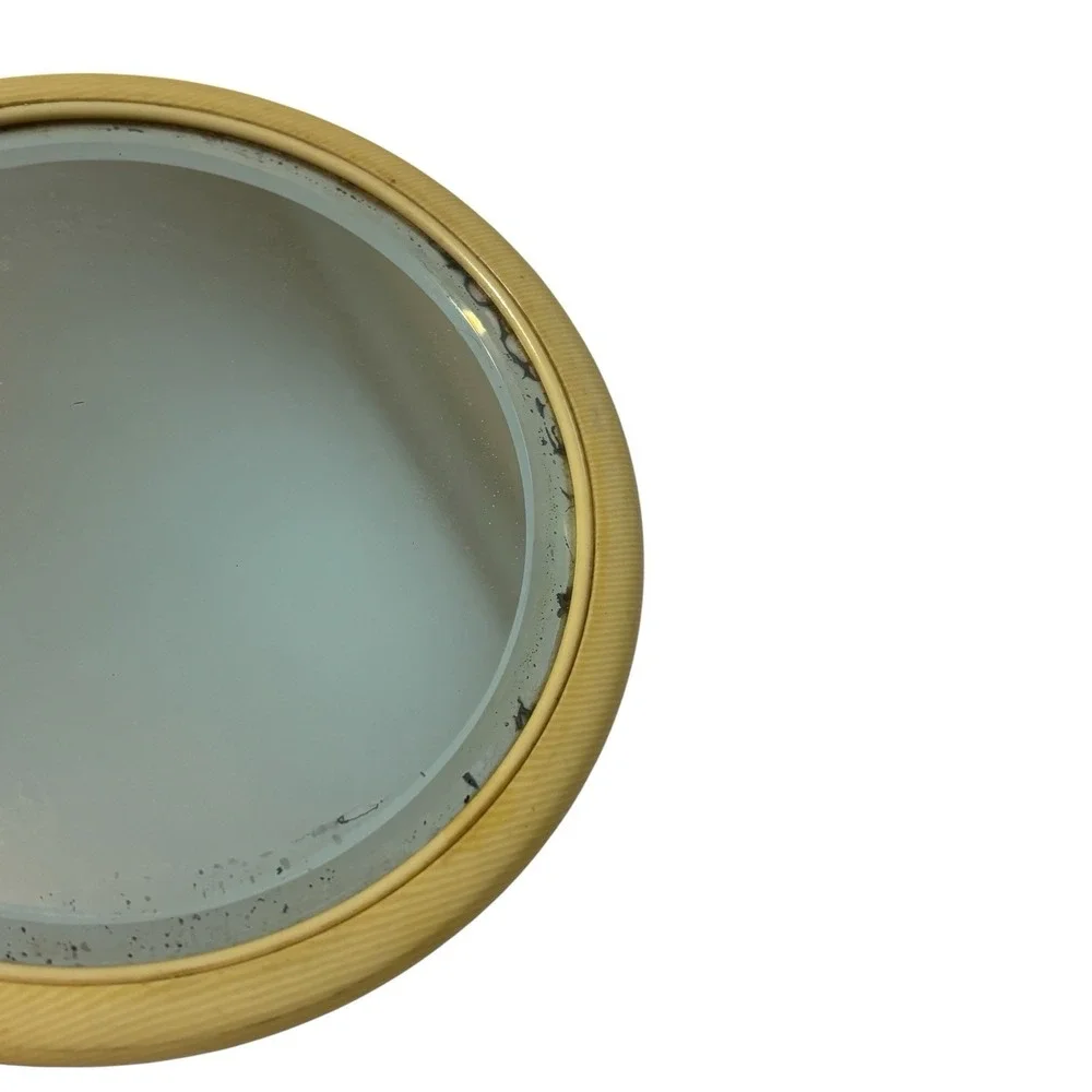 Vintage Beveled Hand Mirror Vanity Butterscotch Art Deco Style 11